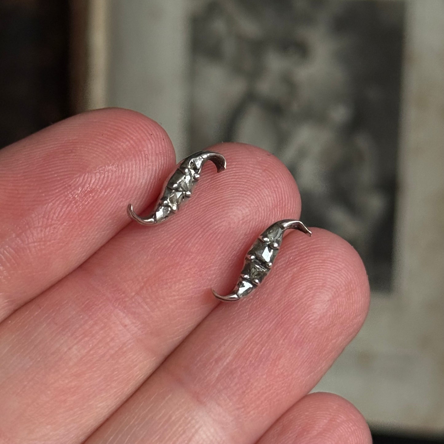 Antique Diamond Earrings in Silver