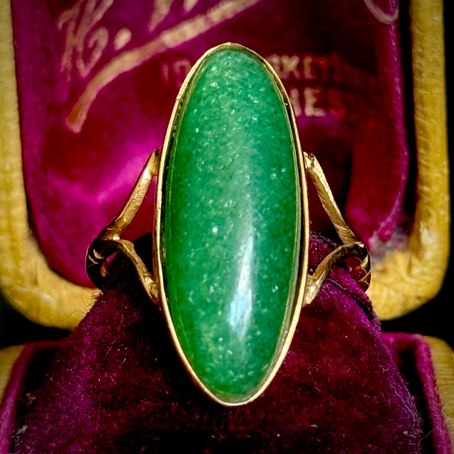 Antique Aventurine Ring in 9 Carat Gold; Circa 1910
