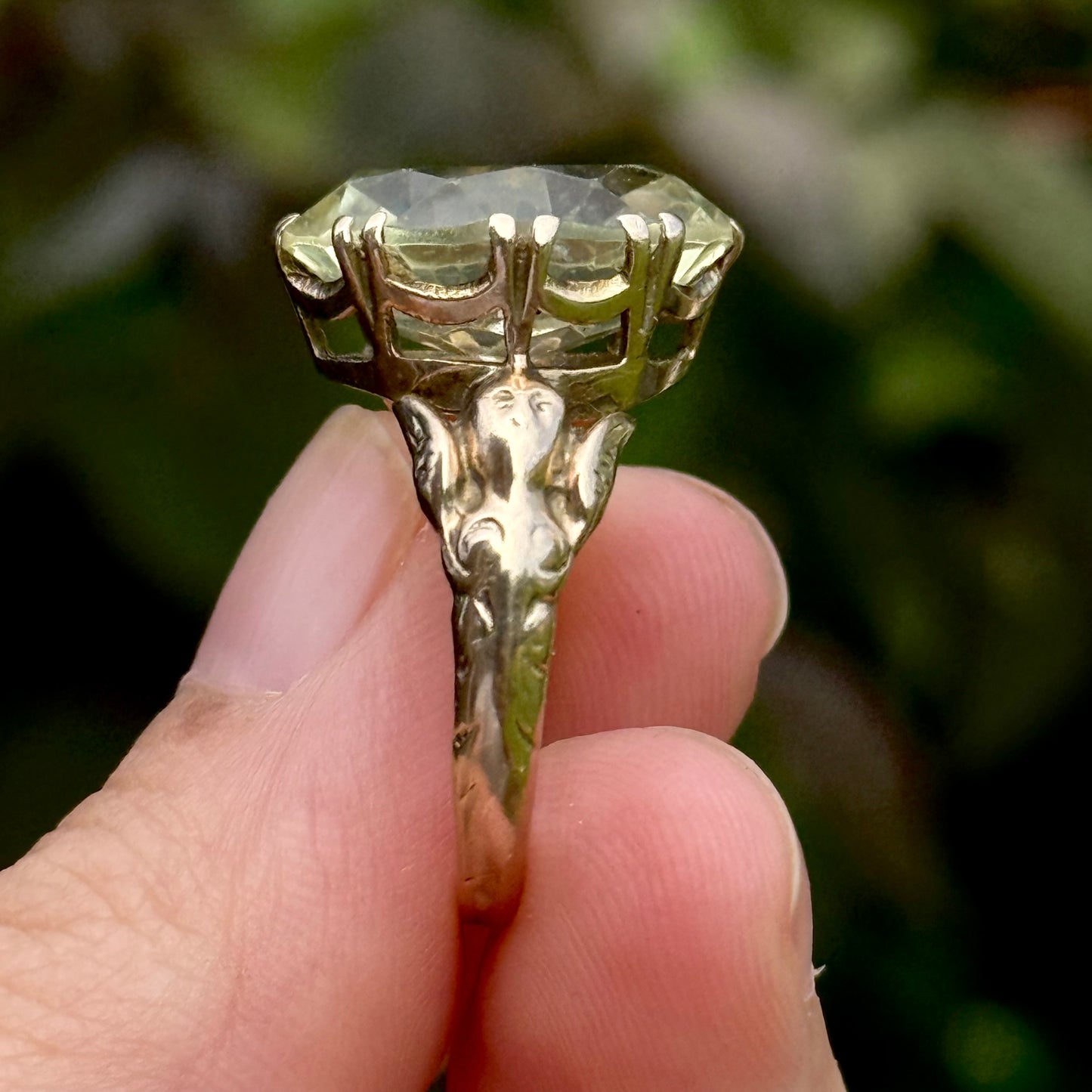 Vintage Citrine Angel Ring in 9 Carat Gold