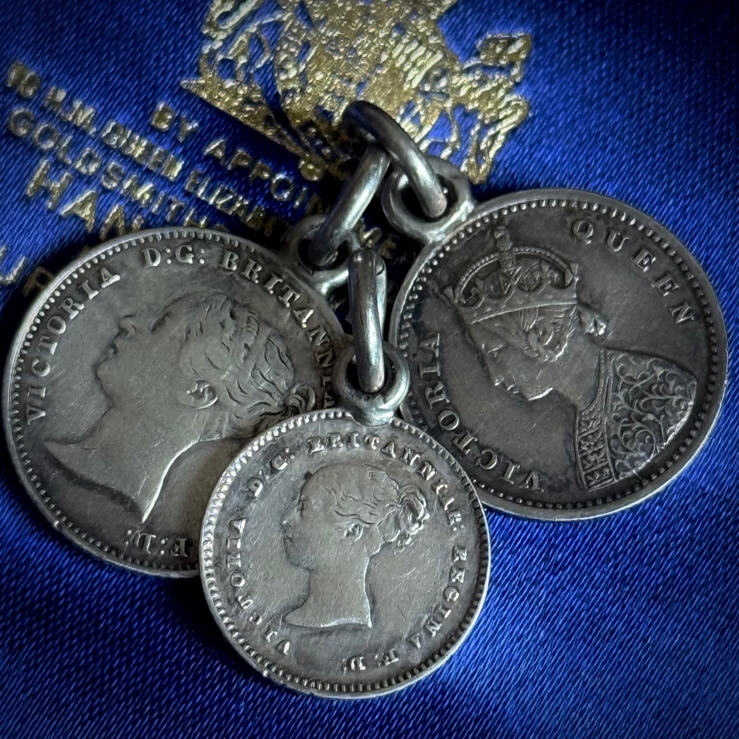 Antique Victorian Love Token Trio Pendants; Circa 1842