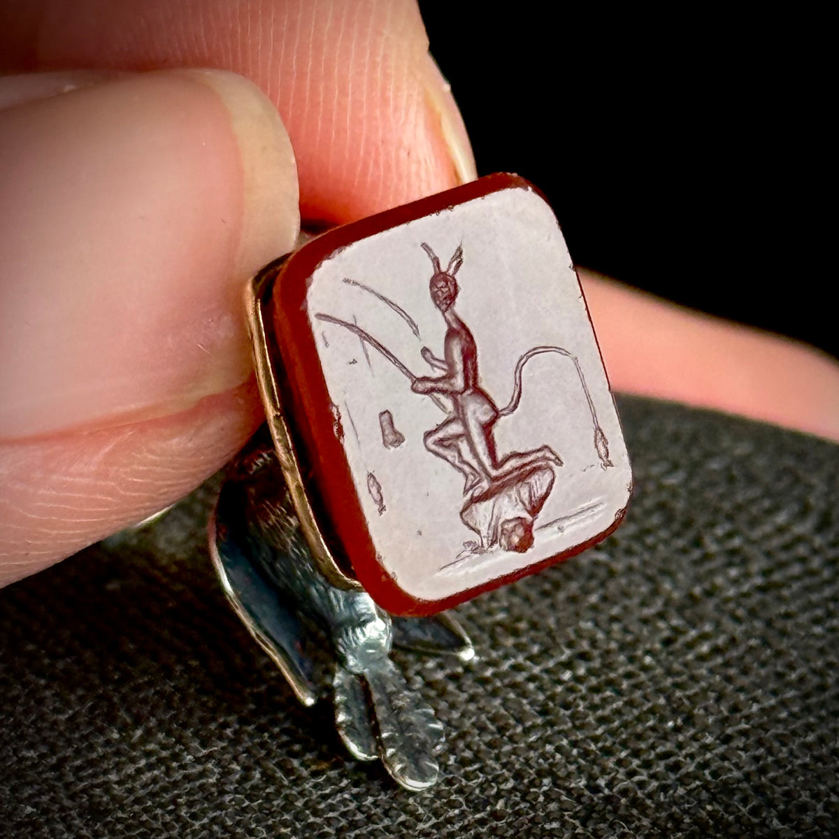 Georgian Bird & Devil Intaglio Fob Pendant; Circa 1820