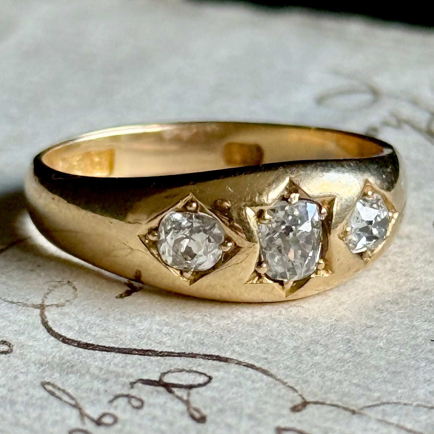 Antique Diamond Trilogy Ring in 18 Carat Gold