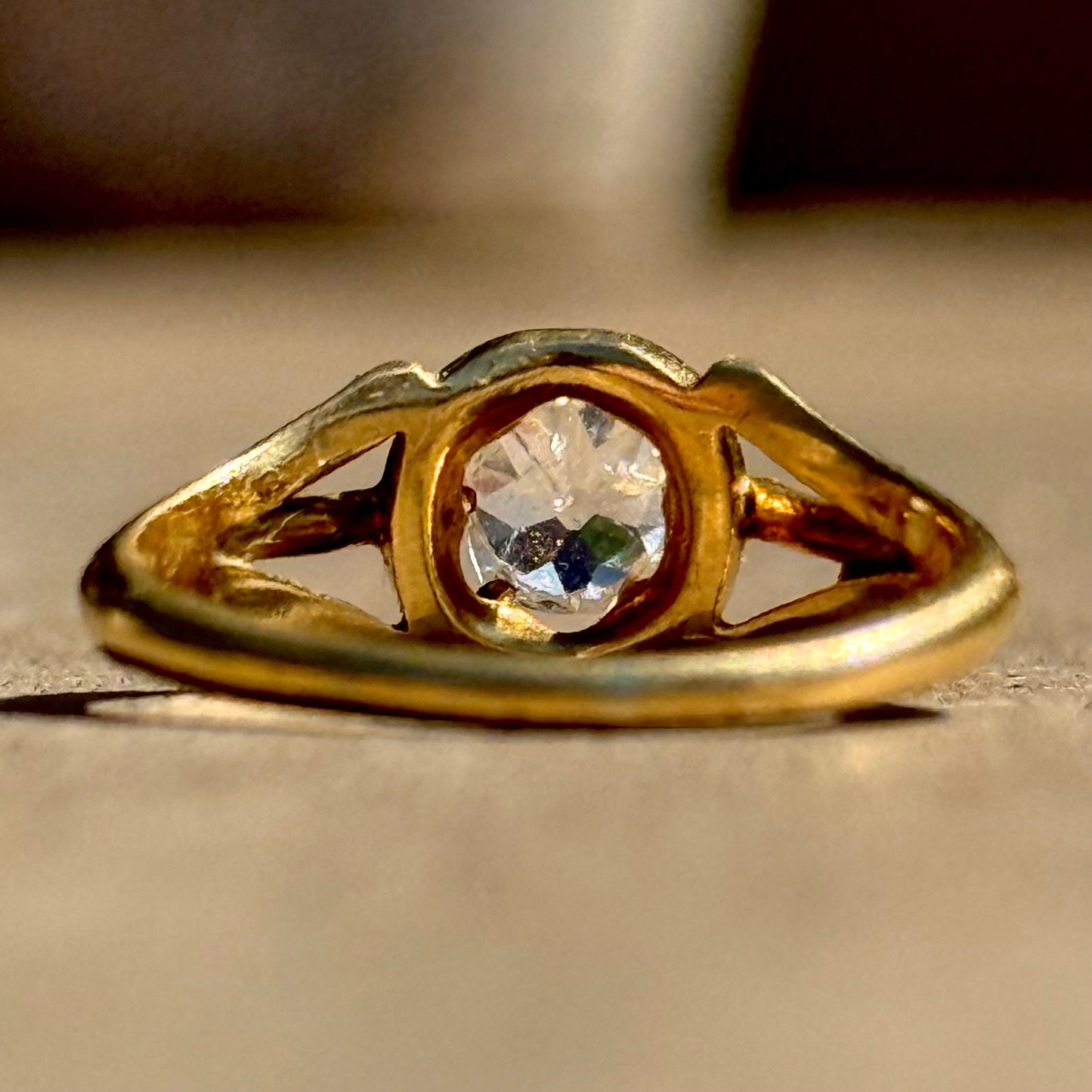 Victorian Old Cut Pinky Ring in 18 Carat Gold; Circa 1870