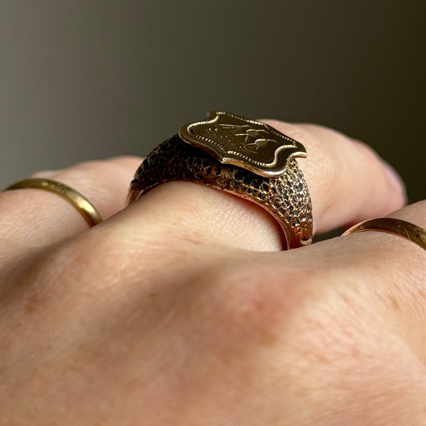 Victorian Heavy Nautical Ship Intaglio Signet ring