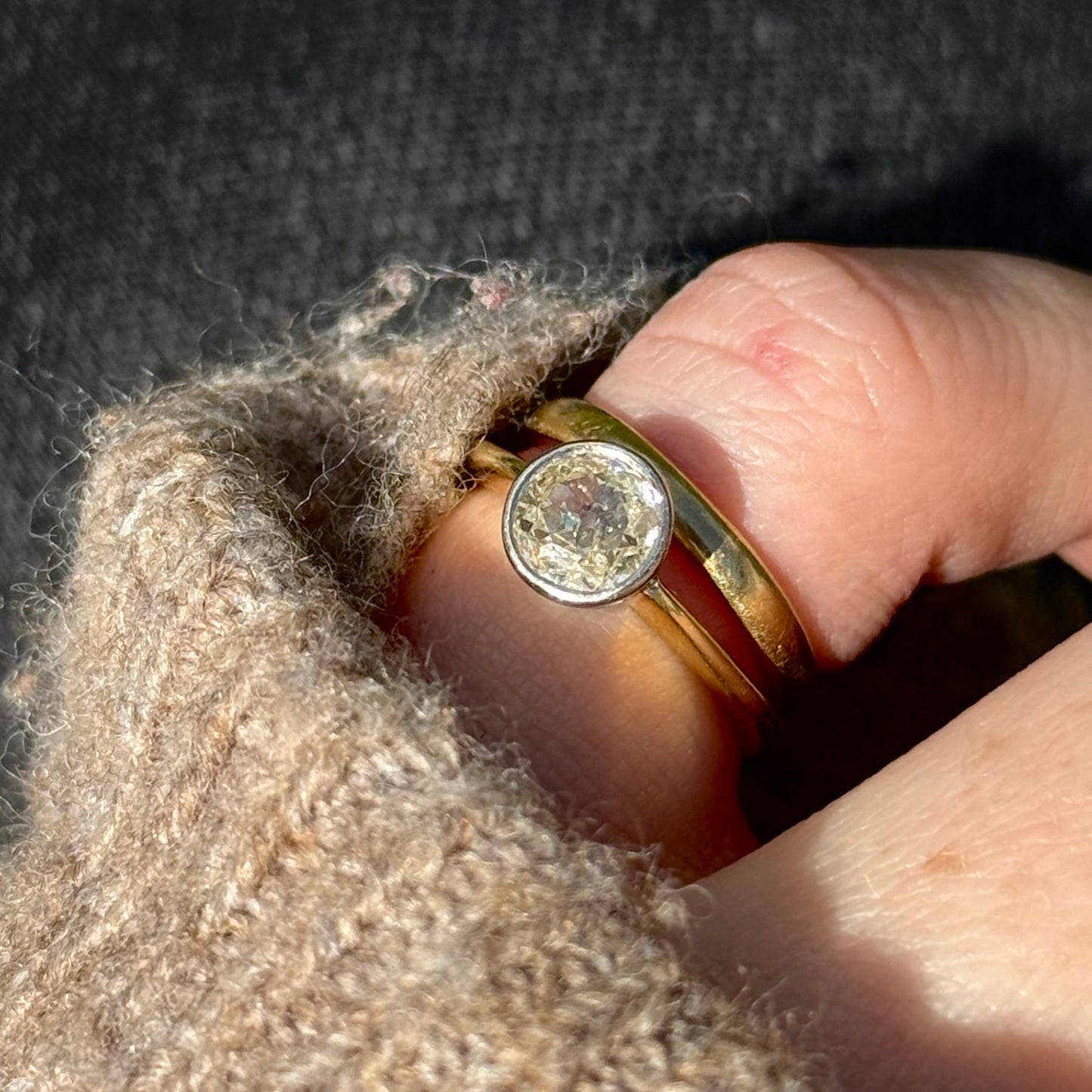 Old Cut Diamond Solitaire Ring in 18 Carat Gold