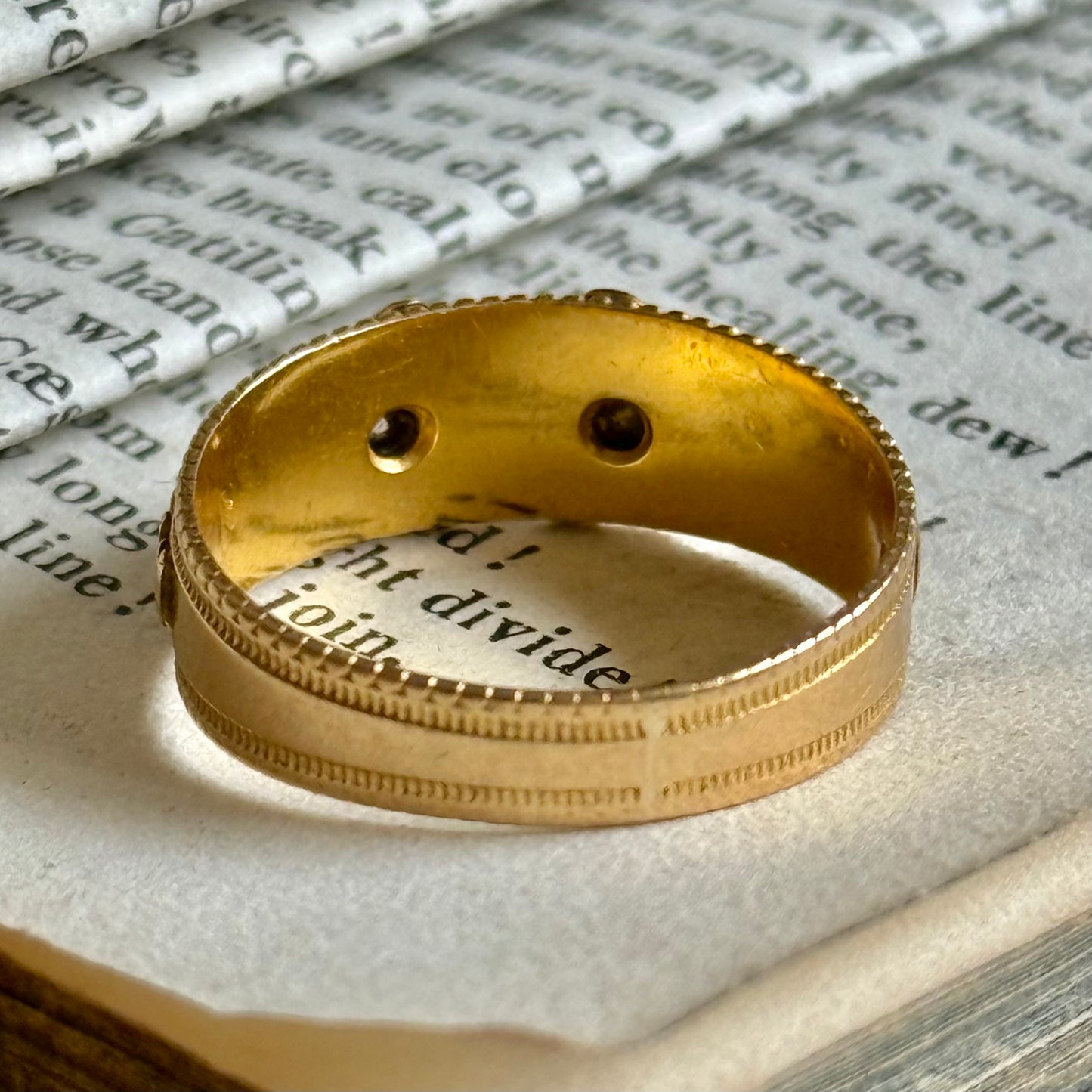 Victorian Double Heart Diamond Mizpah Ring in 18 Carat gold; Circa 1890