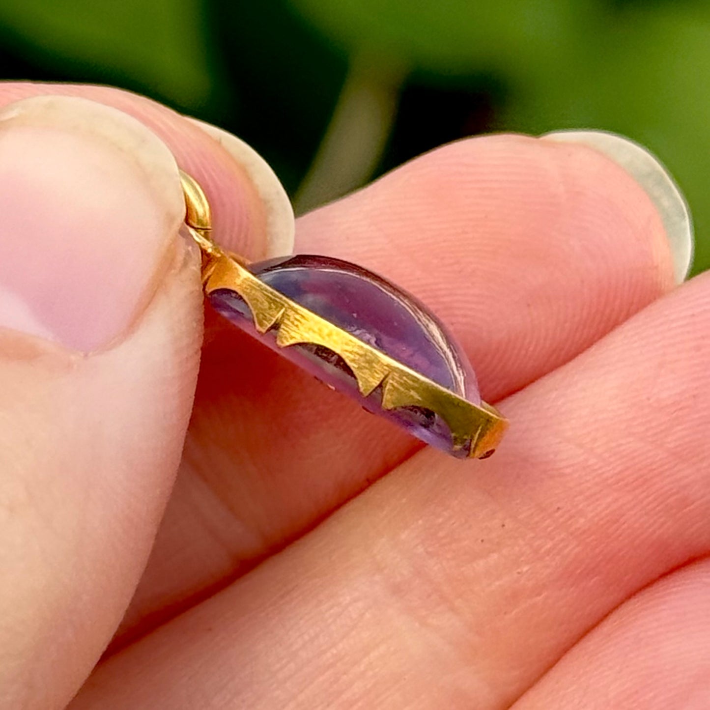 Victorian Amethyst Pendant with Floating Rose Cut Diamonds; Circa 1880