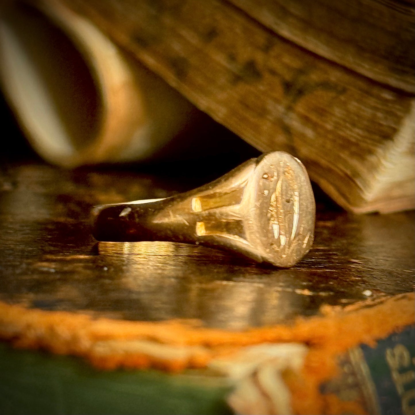 Antique 'N' Signet Ring in 18 Carat Gold; Circa 1890