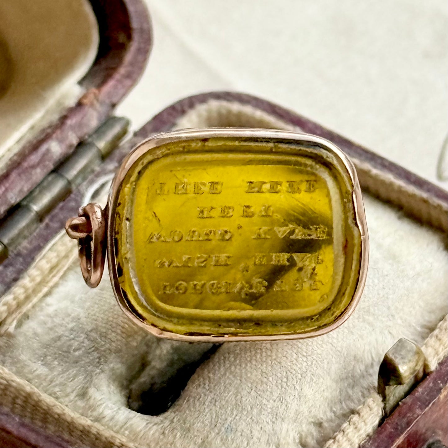 Georgian Mourning Intaglio Pendant in 9 Carat Gold; Circa 1840