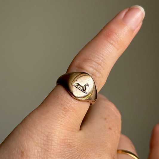 Vintage Heraldic Signet Ring in 9 Carat Rose Gold