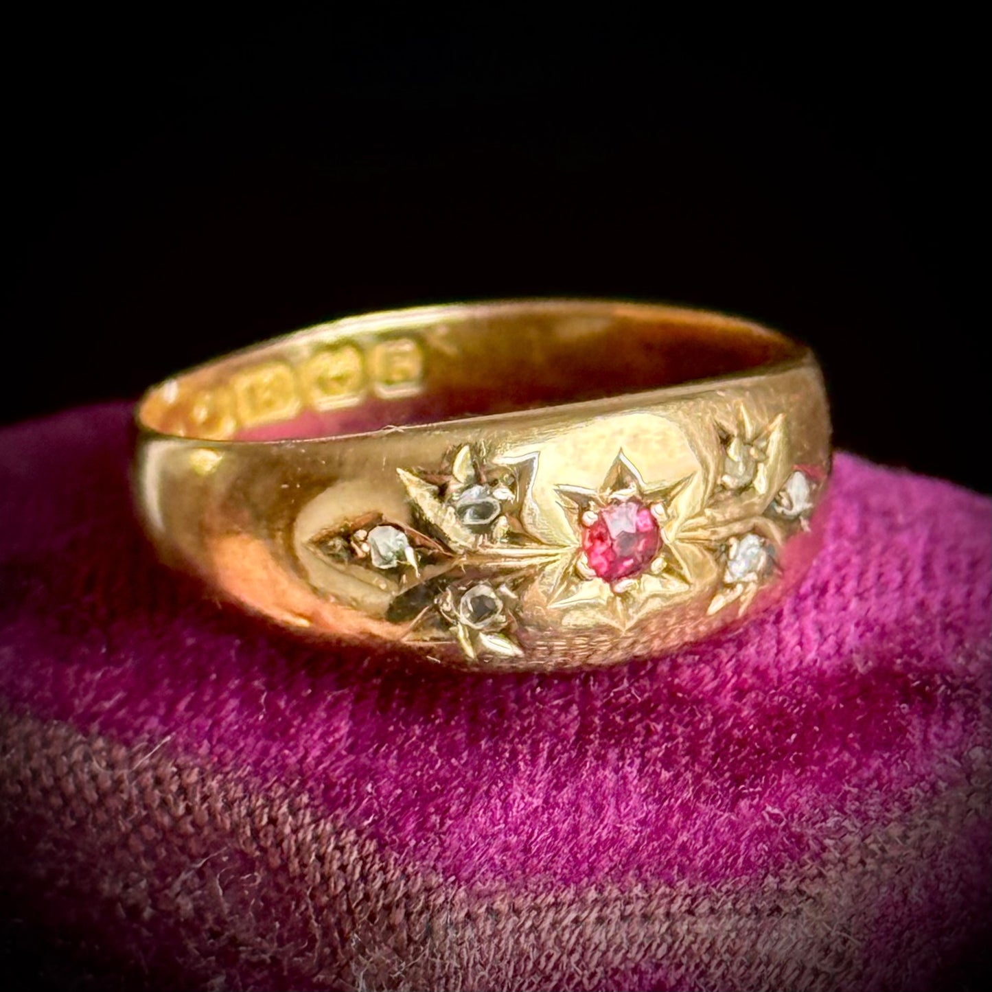 Antique Edwardian Ruby & Diamond Ring; Circa 1906