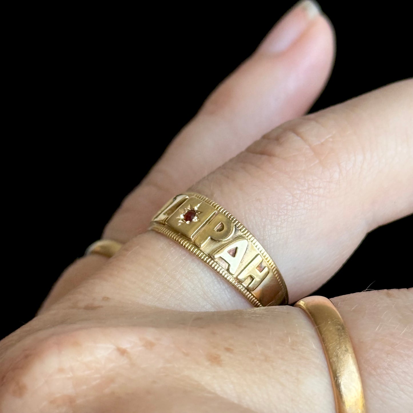 Antique Victorian Garnet Mizpah Ring
