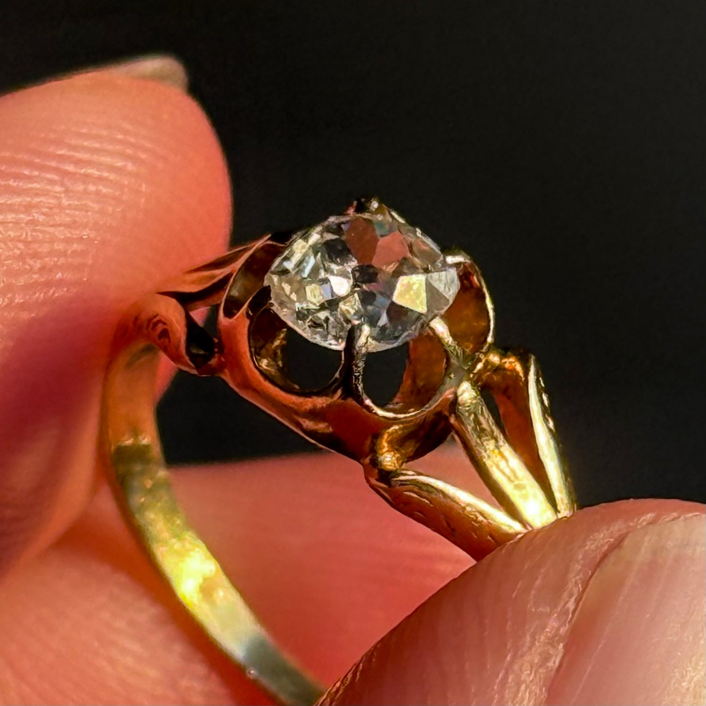 Victorian Old Cut Pinky Ring in 18 Carat Gold; Circa 1870