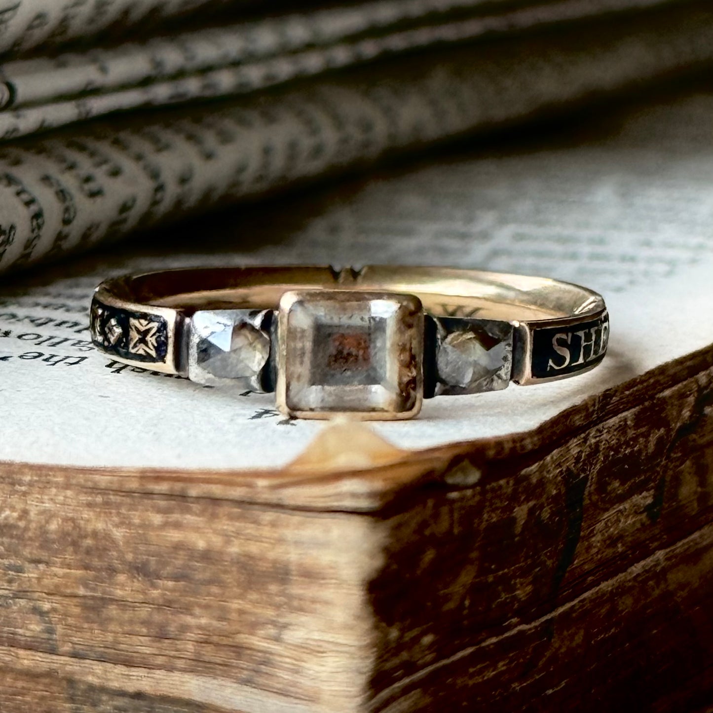 Exceptional Diamond Georgian Mourning Ring; Circa 1750