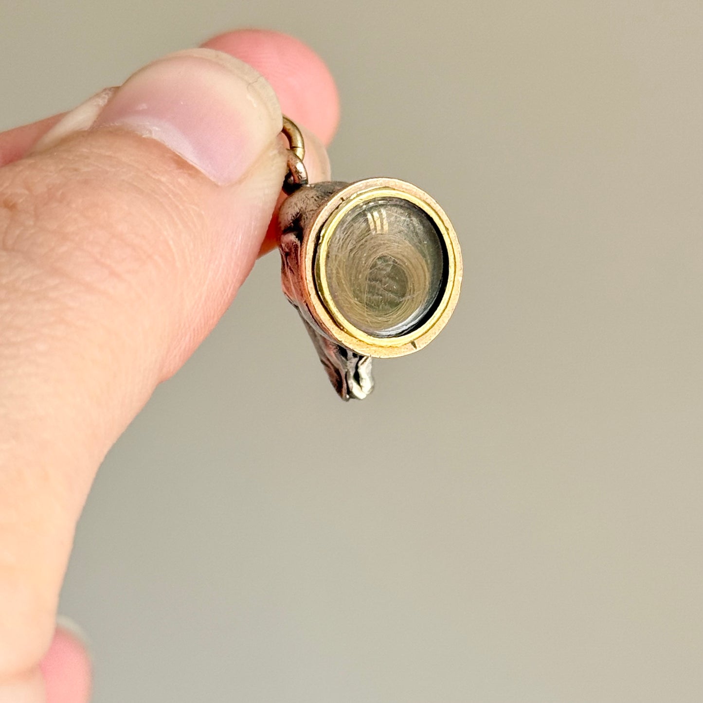 Rare Victorian Elephant Mourning Pendant with Hairwork; Circa 1870