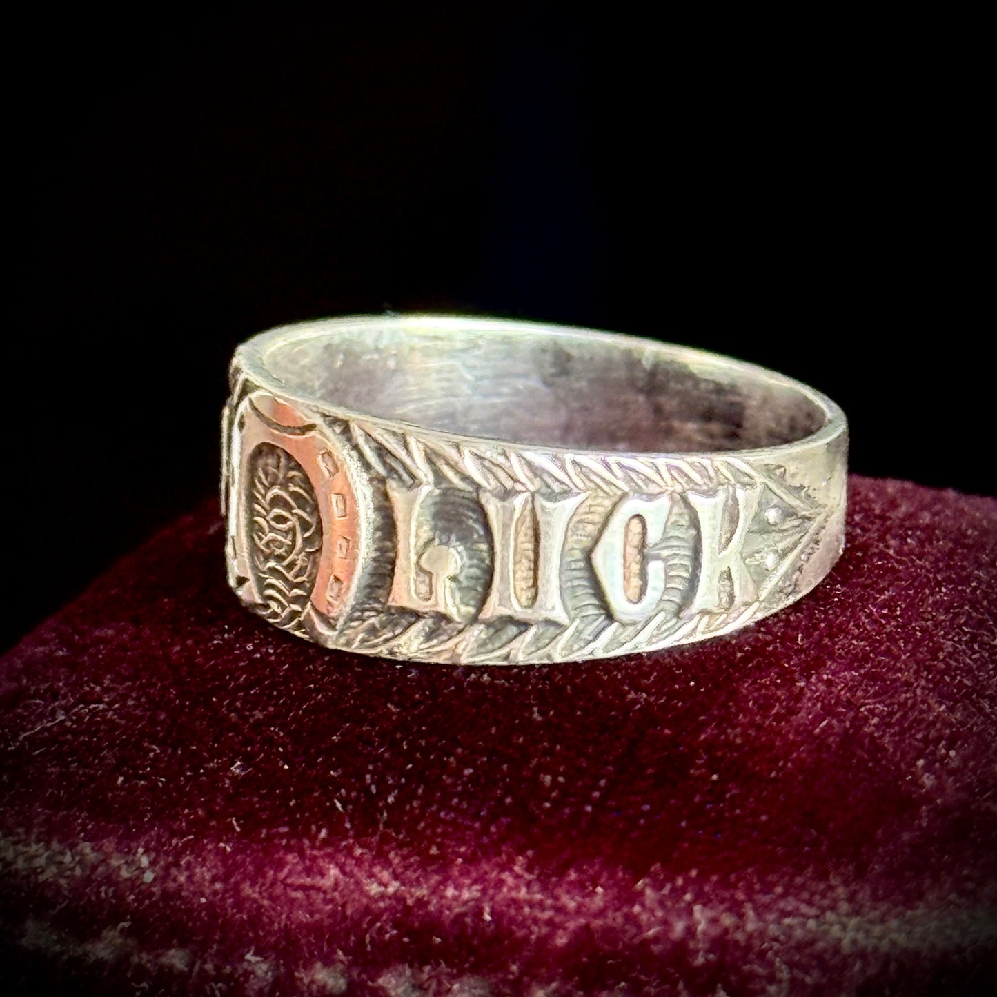 Antique Victorian Goodluck Ring; Circa 1899