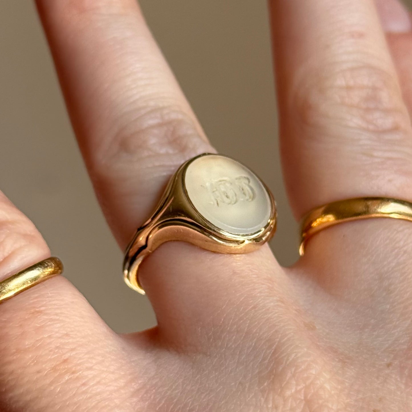 Antique Monogramed 'W' Intaglio Signet ring; Circa 1853