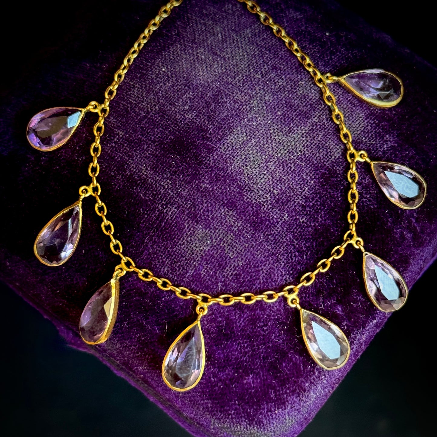 Edwardian Amethyst Fringe Necklace; Circa 1900