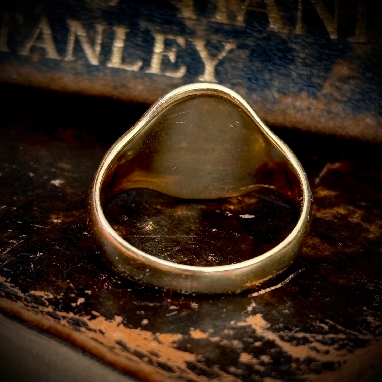 Antique Enamel Letter 'M' Signet Ring