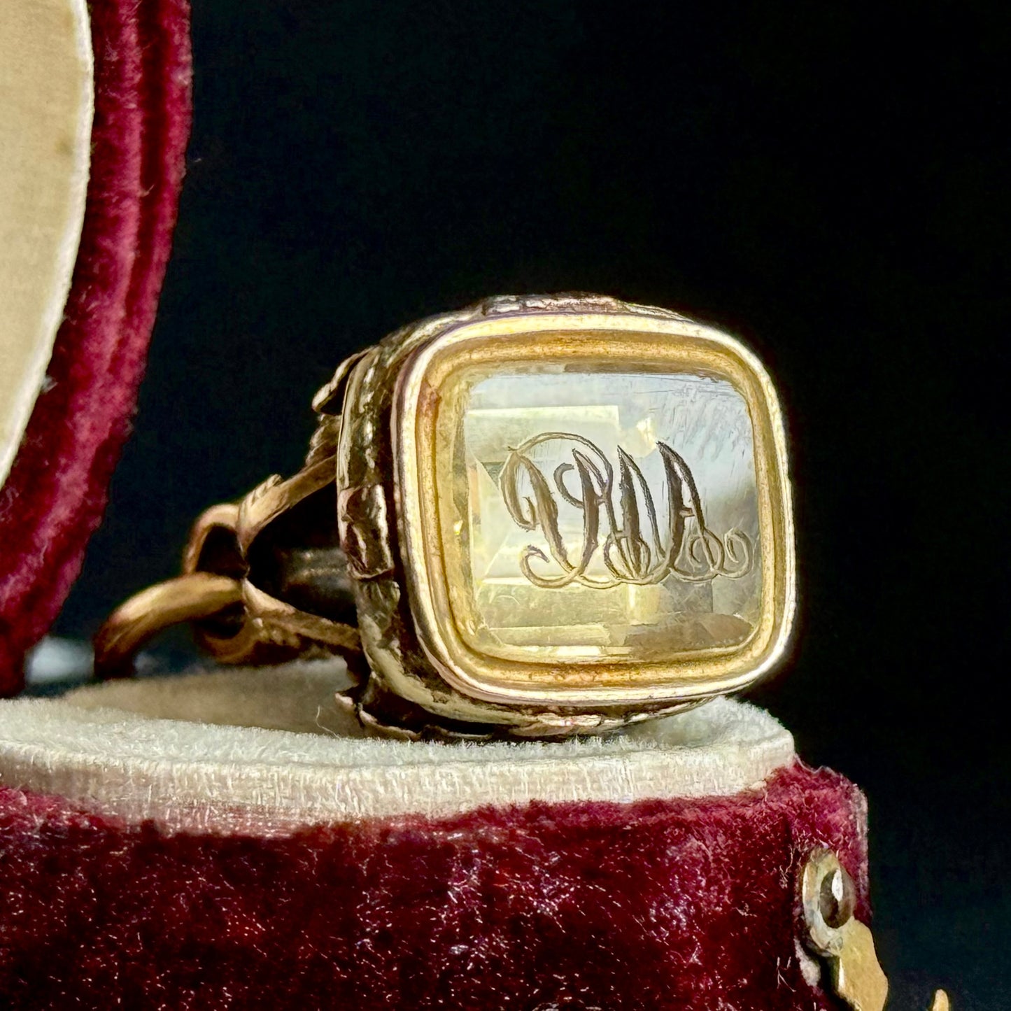 Victorian Intaglio Citrine Fob in 9 Carat Gold; Circa 1890