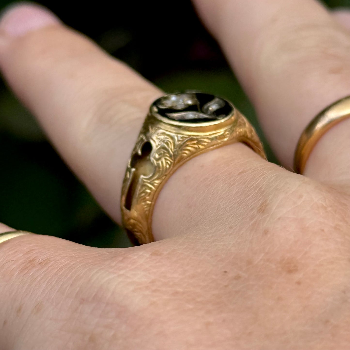 Victorian Forget Me Not Diamond Mourning Ring
