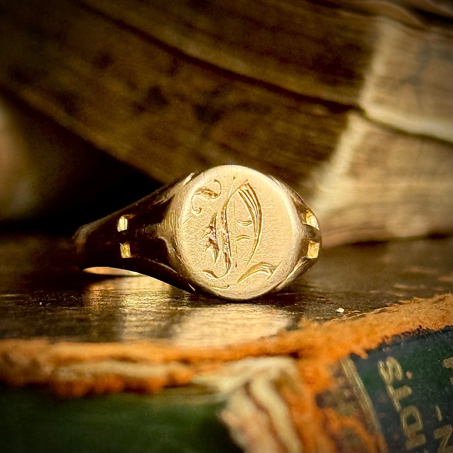 Antique 'N' Signet Ring in 18 Carat Gold; Circa 1890