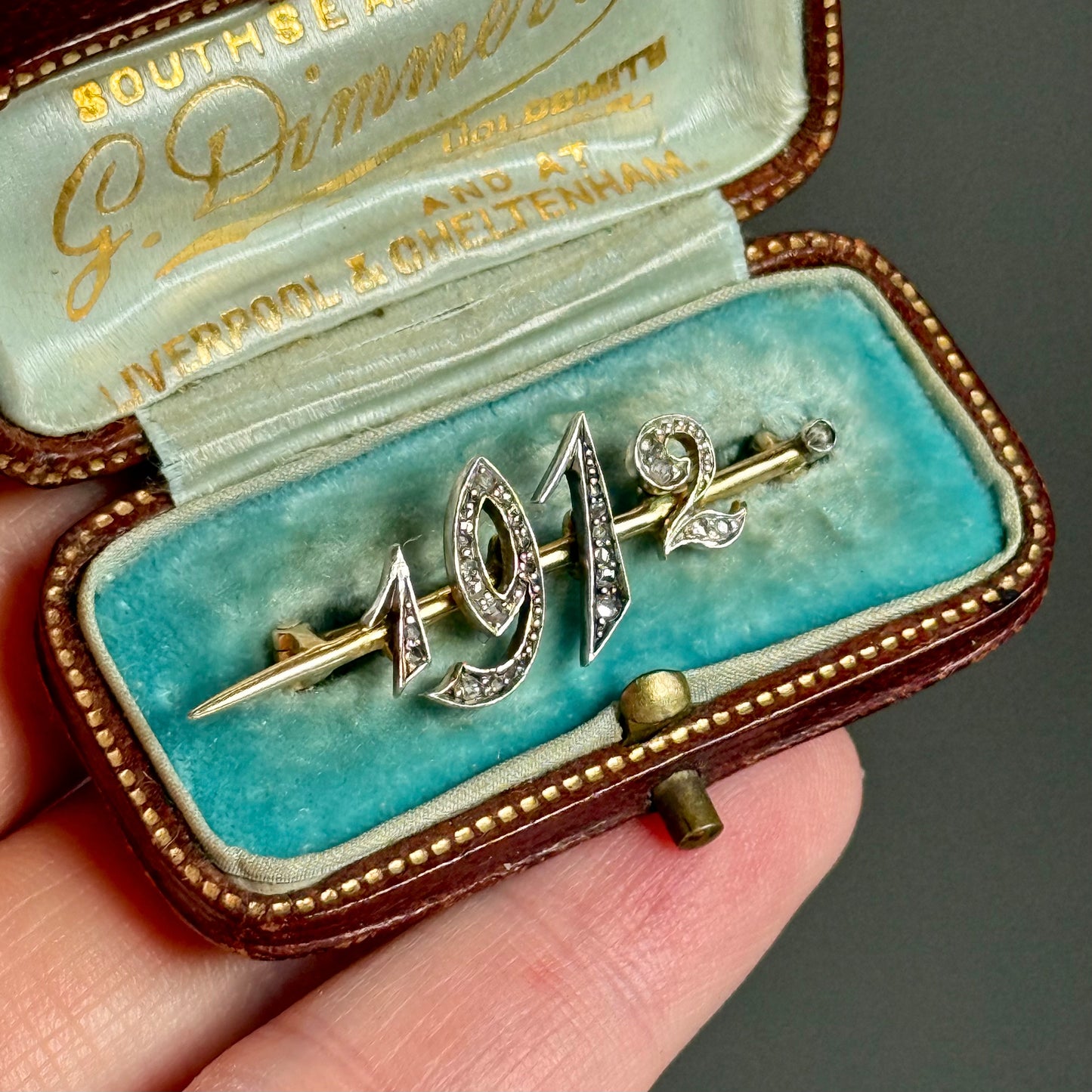 Antique Diamond Brooch in 18 Carat Gold with Box; Circa 1912