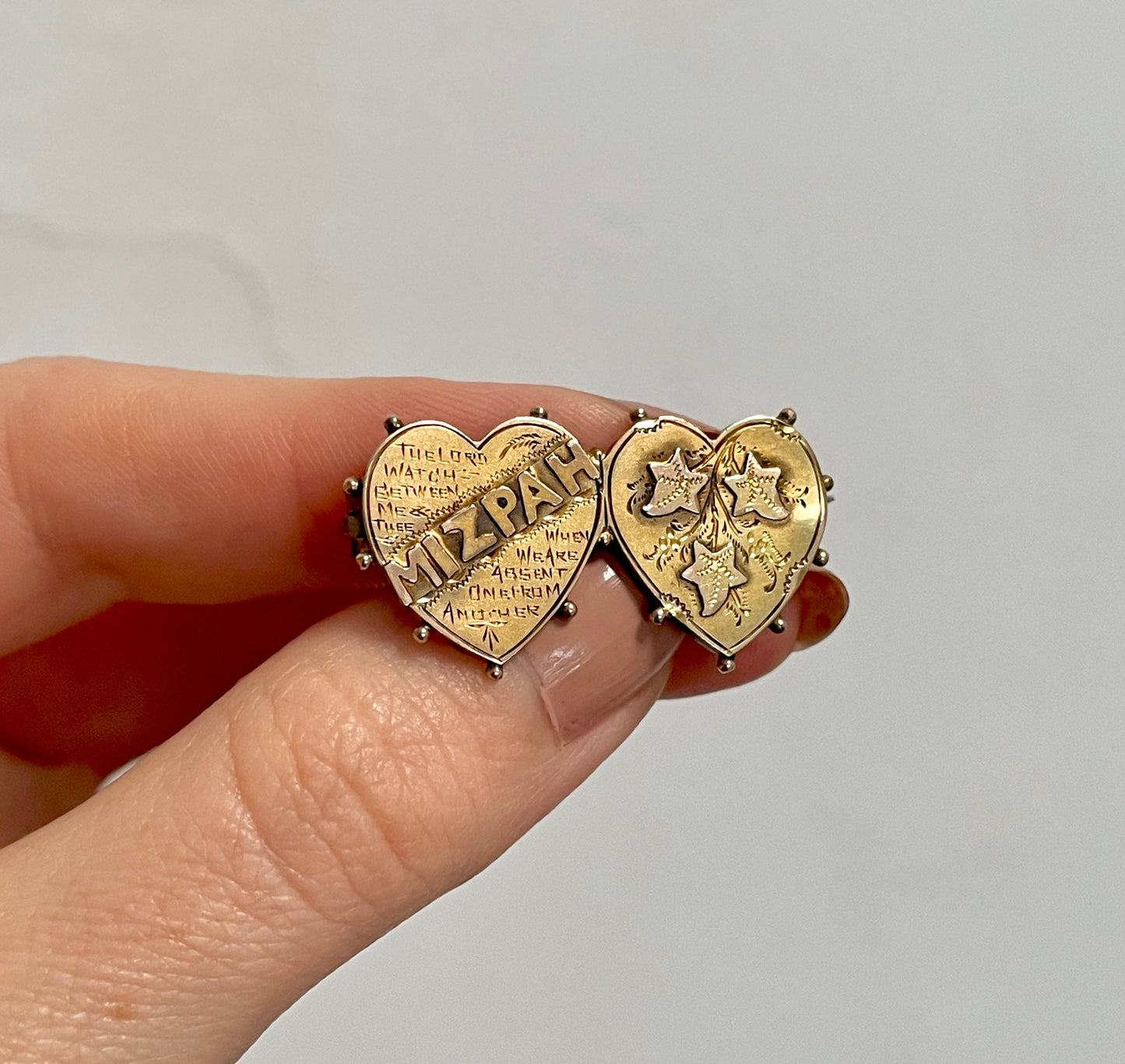 Edwardian Mizpah Brooch Created In 9 Carat Gold; Circa 1905