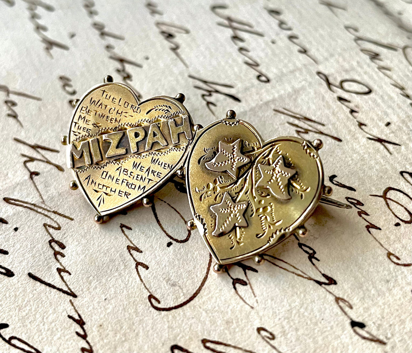 Edwardian Mizpah Brooch Created In 9 Carat Gold; Circa 1905
