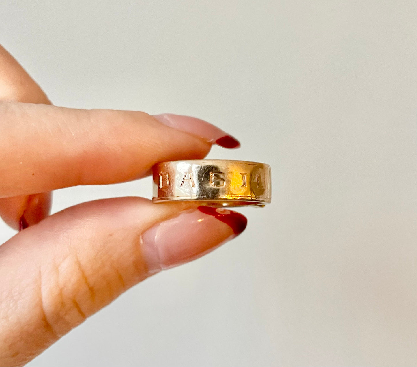 RARE Victorian Mourning Buckle Locket Ring with Engraving in 18 Carat Gold; Circa 1880