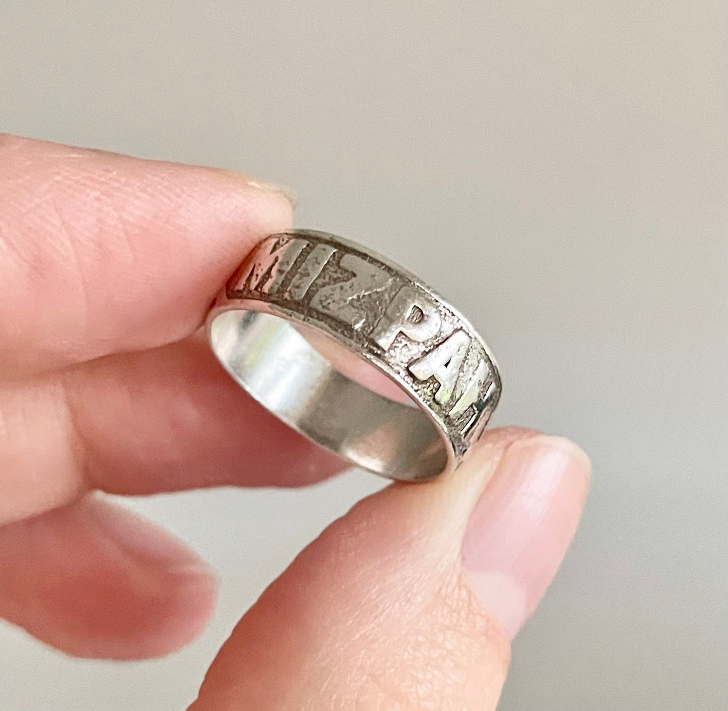 Antique Victorian Silver Mizpah Ring; Circa 1881