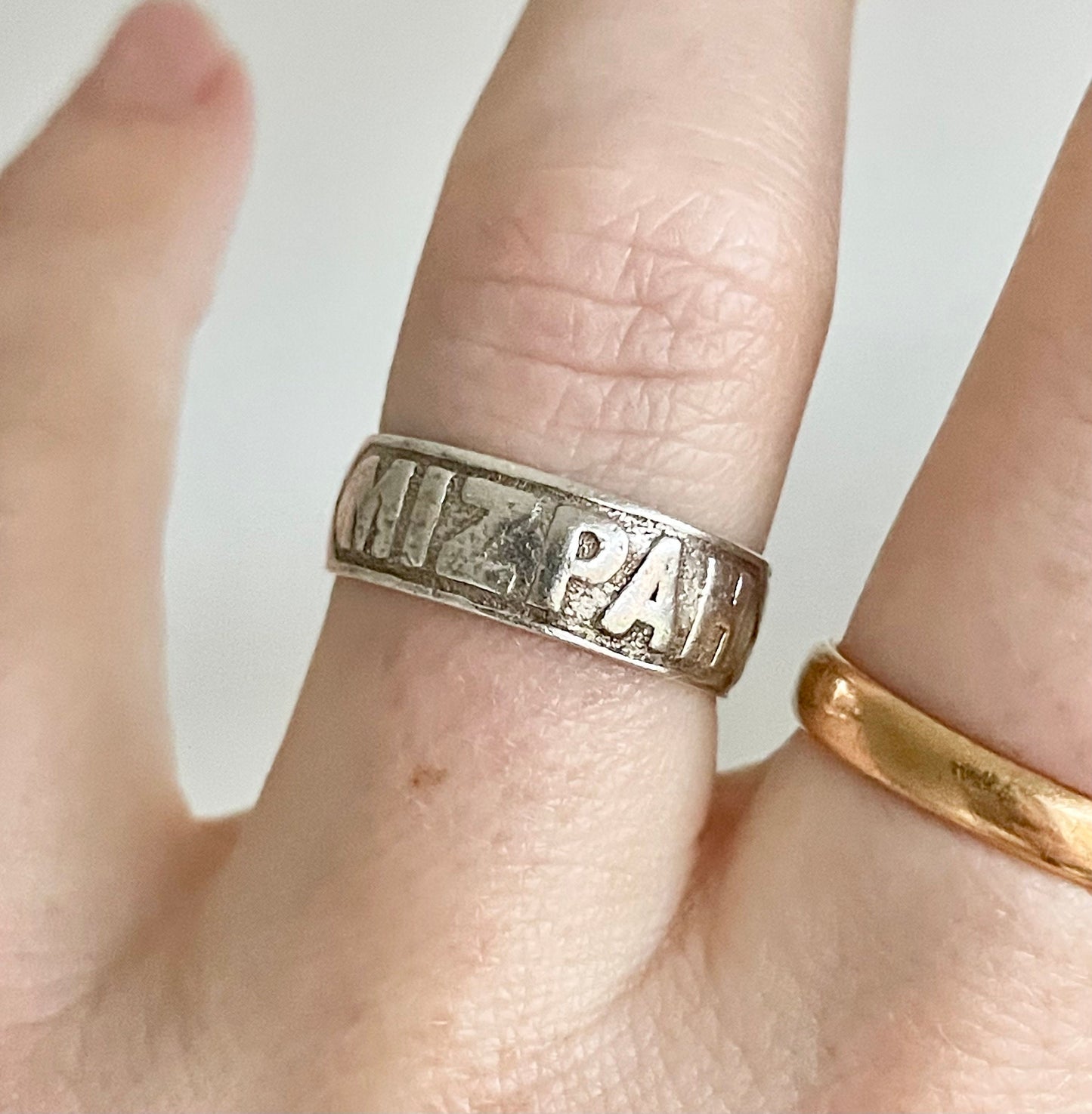 Antique Victorian Silver Mizpah Ring; Circa 1881