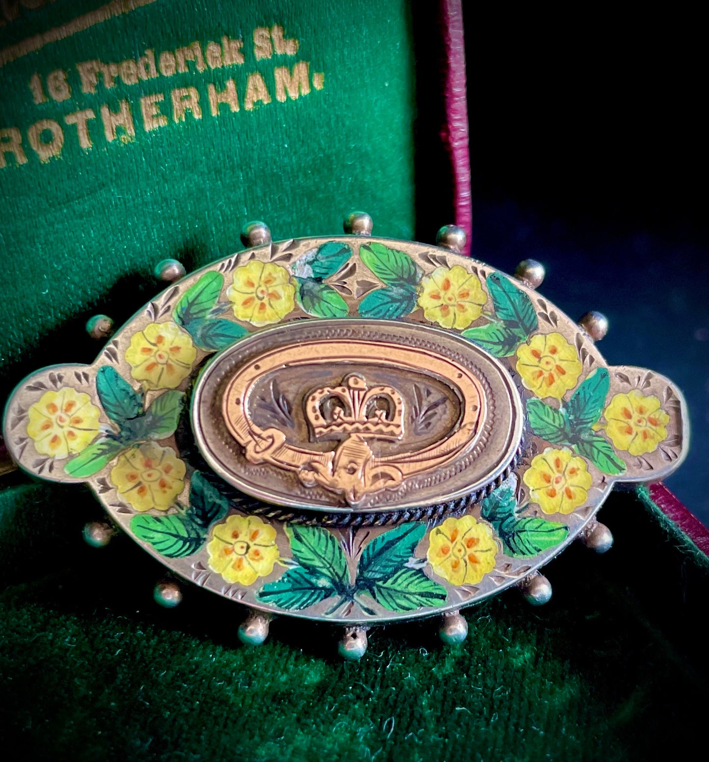 Antique Enamel Sentimental Silver Brooch; Circa 1890