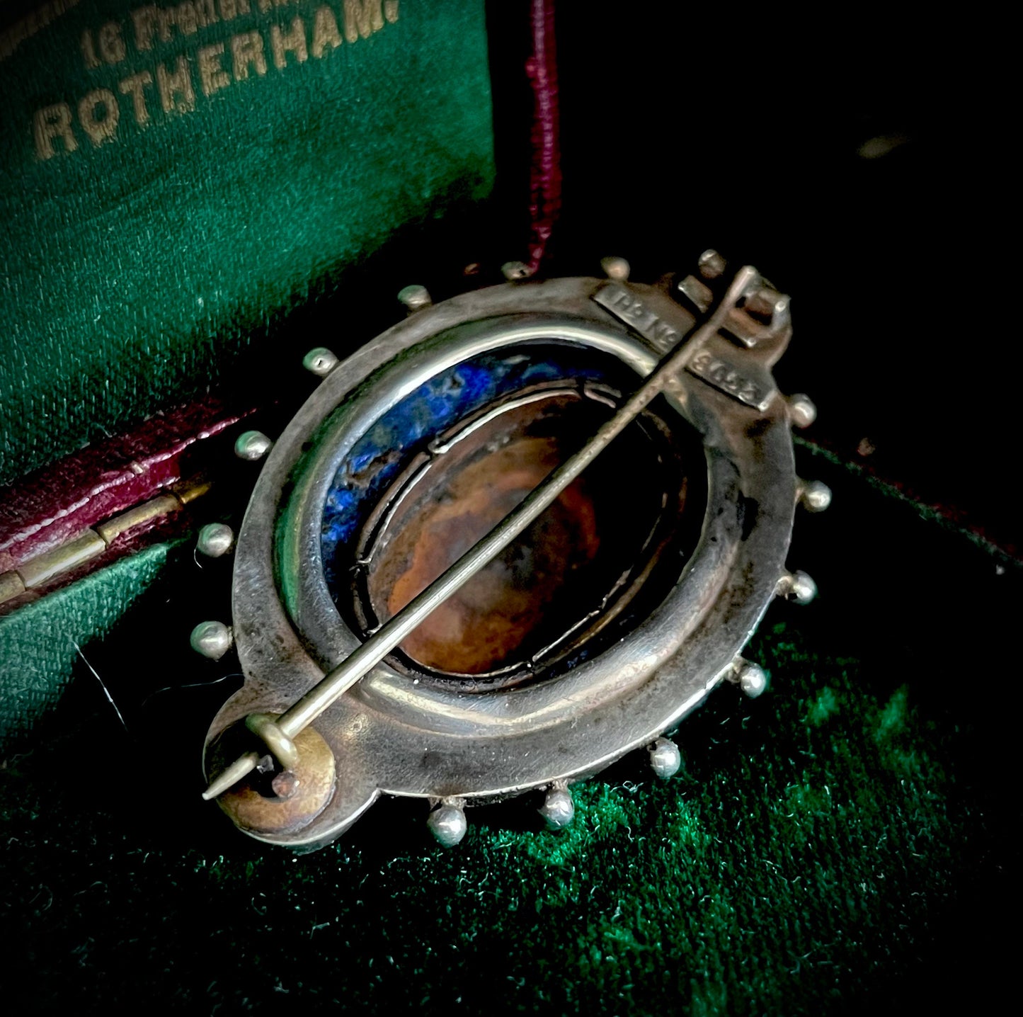 Antique Enamel Sentimental Silver Brooch; Circa 1890