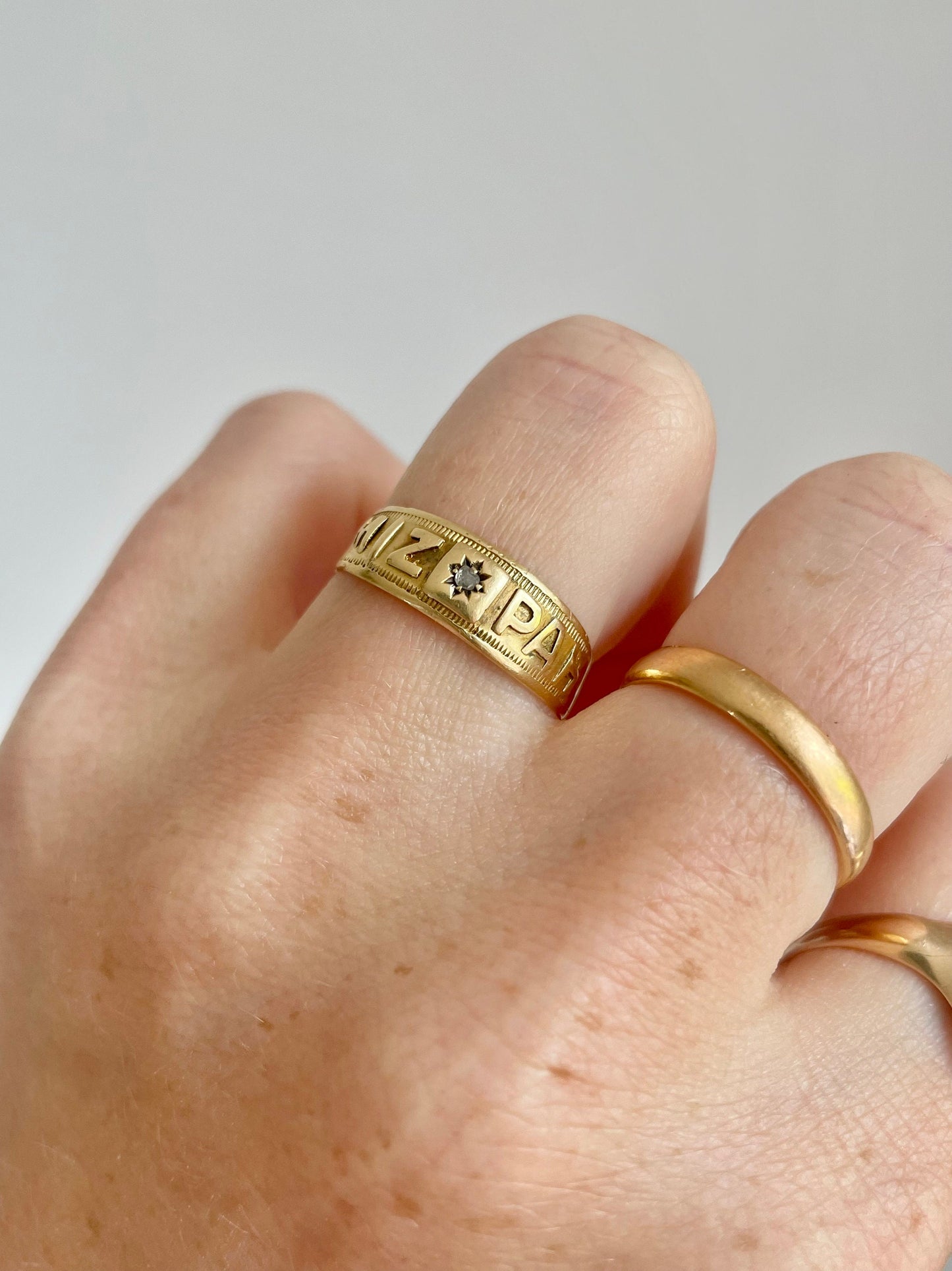 Edwardian Diamond Set Mizpah Ring Created In 18 Carat Gold; Circa 1901
