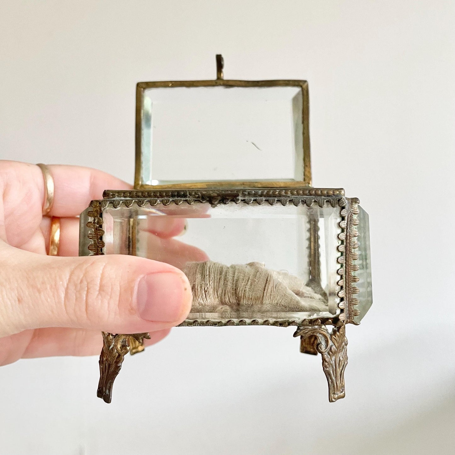 Antique French Ormolu Bevelled Jewellery Box; Circa 1890