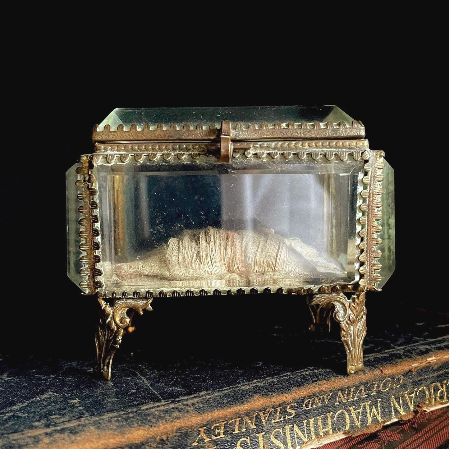 Antique French Ormolu Bevelled Jewellery Box; Circa 1890