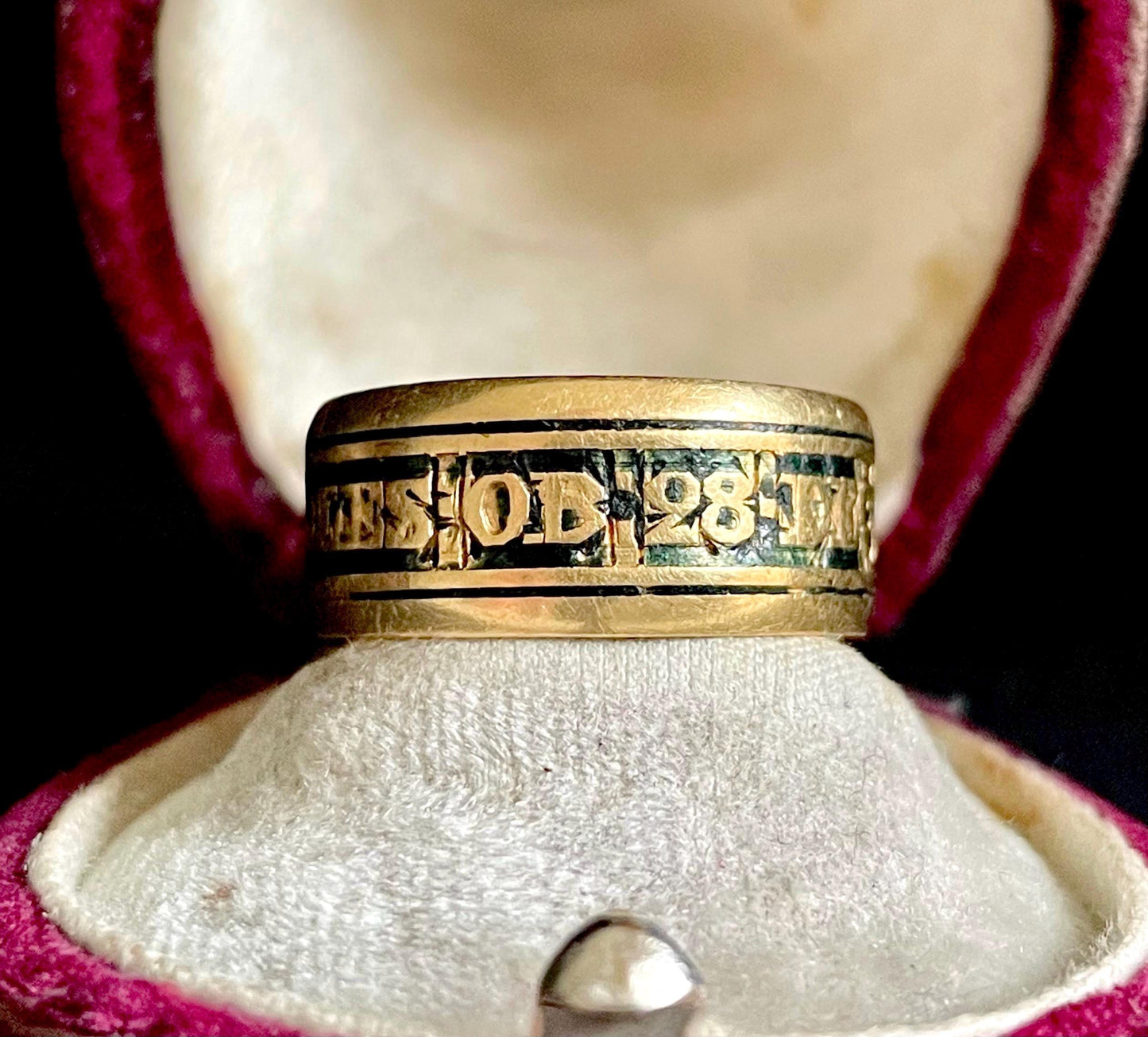 Georgian Mourning Enamel Band in 18 Carat Gold; Circa 1816