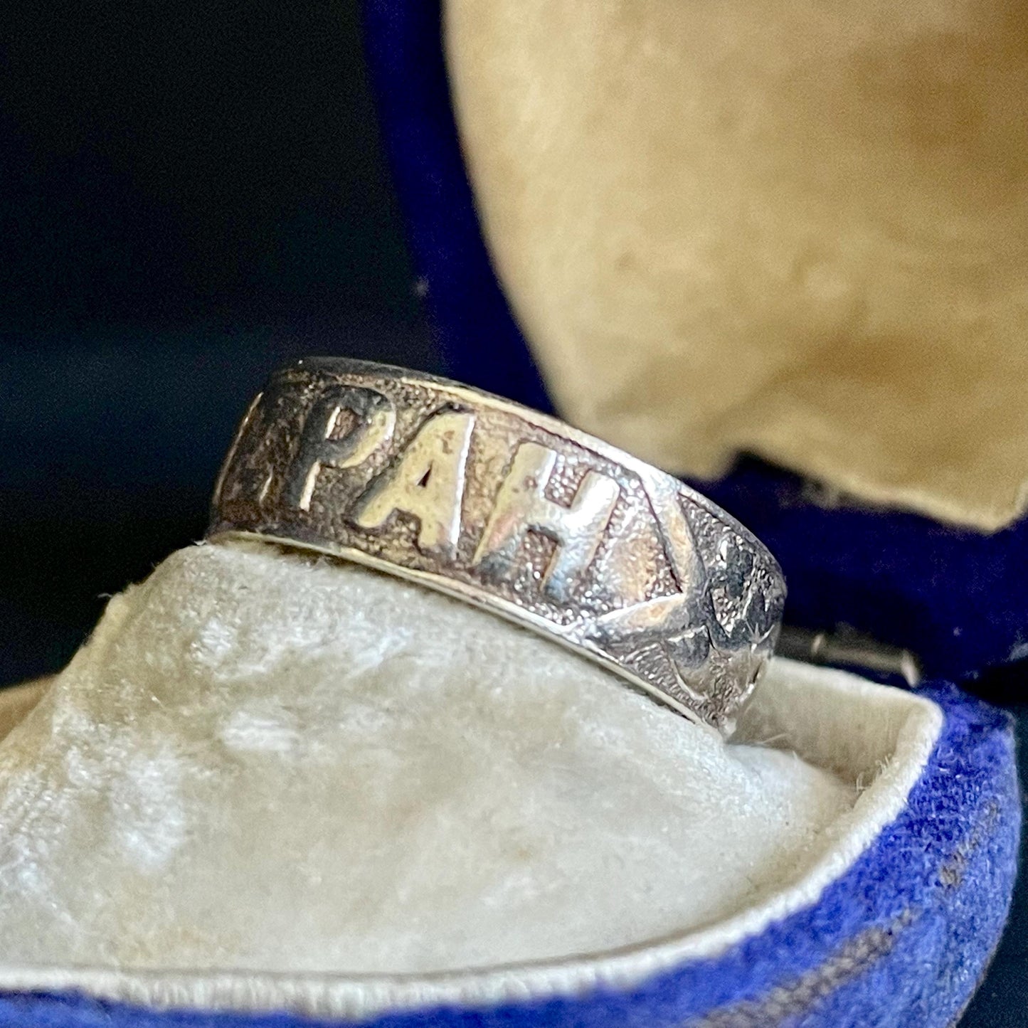 Antique Victorian Silver Mizpah Ring; Circa 1881
