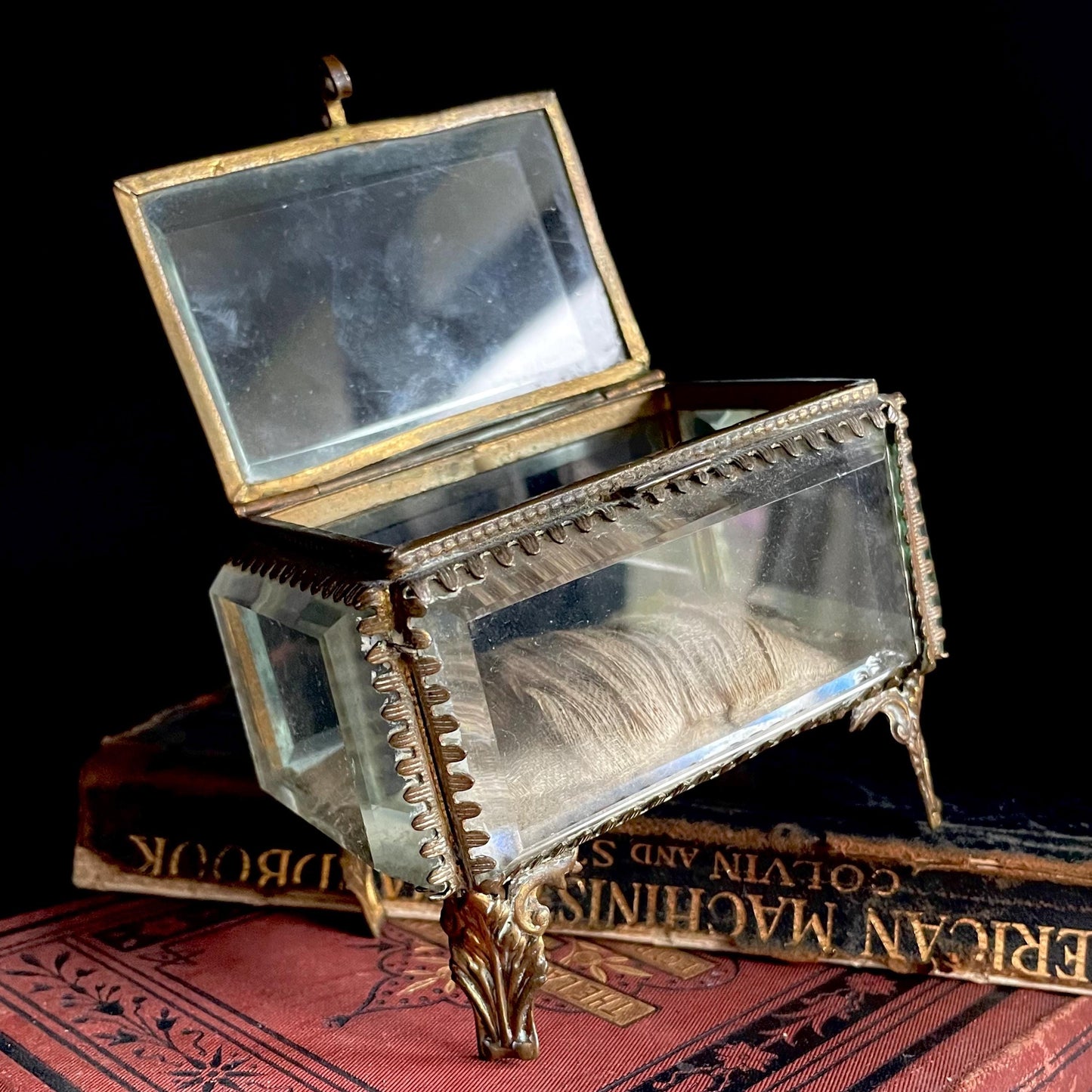 Antique French Ormolu Bevelled Jewellery Box; Circa 1890