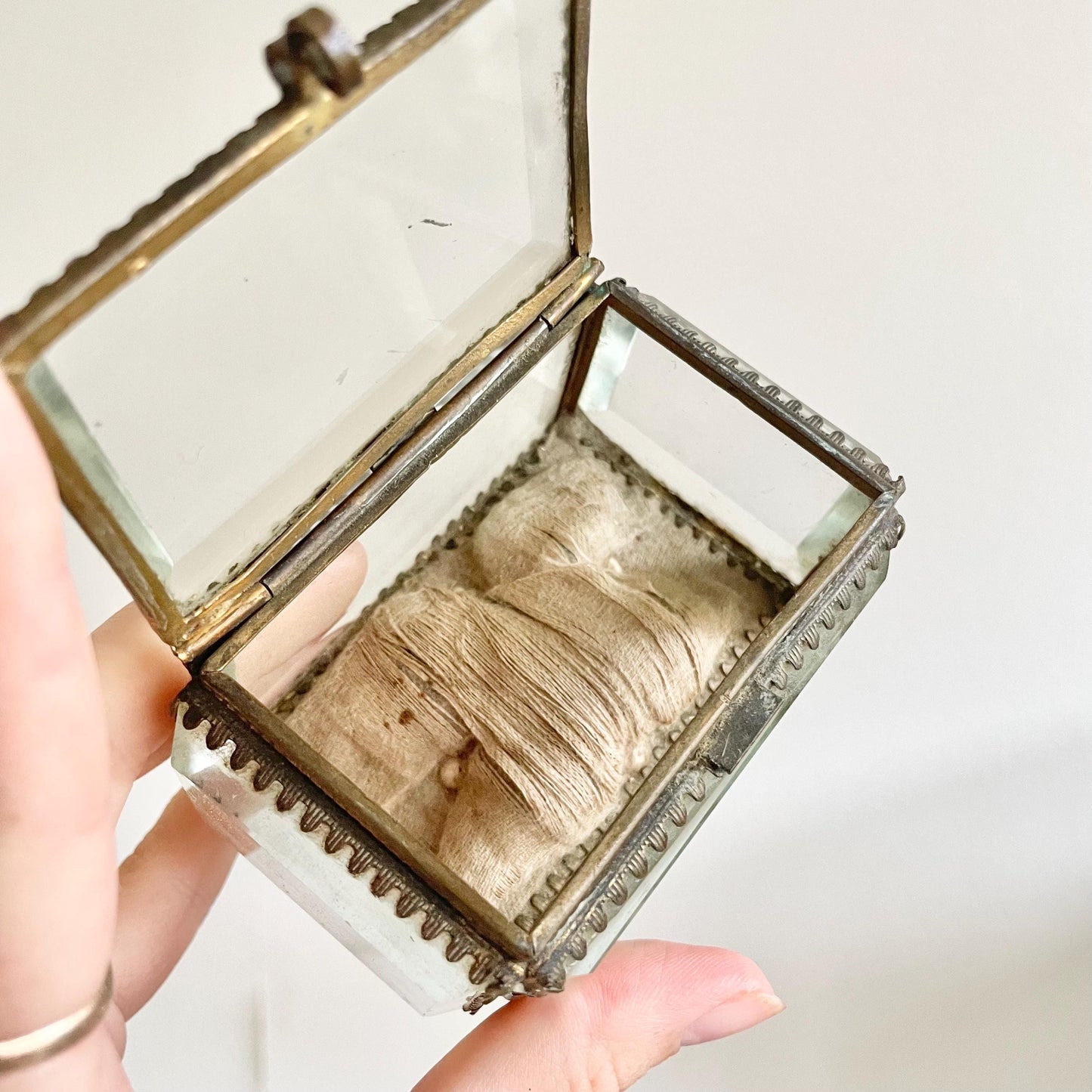Antique French Ormolu Bevelled Jewellery Box; Circa 1890