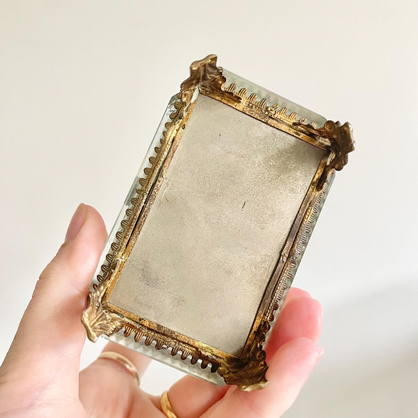 Antique French Ormolu Bevelled Jewellery Box; Circa 1890