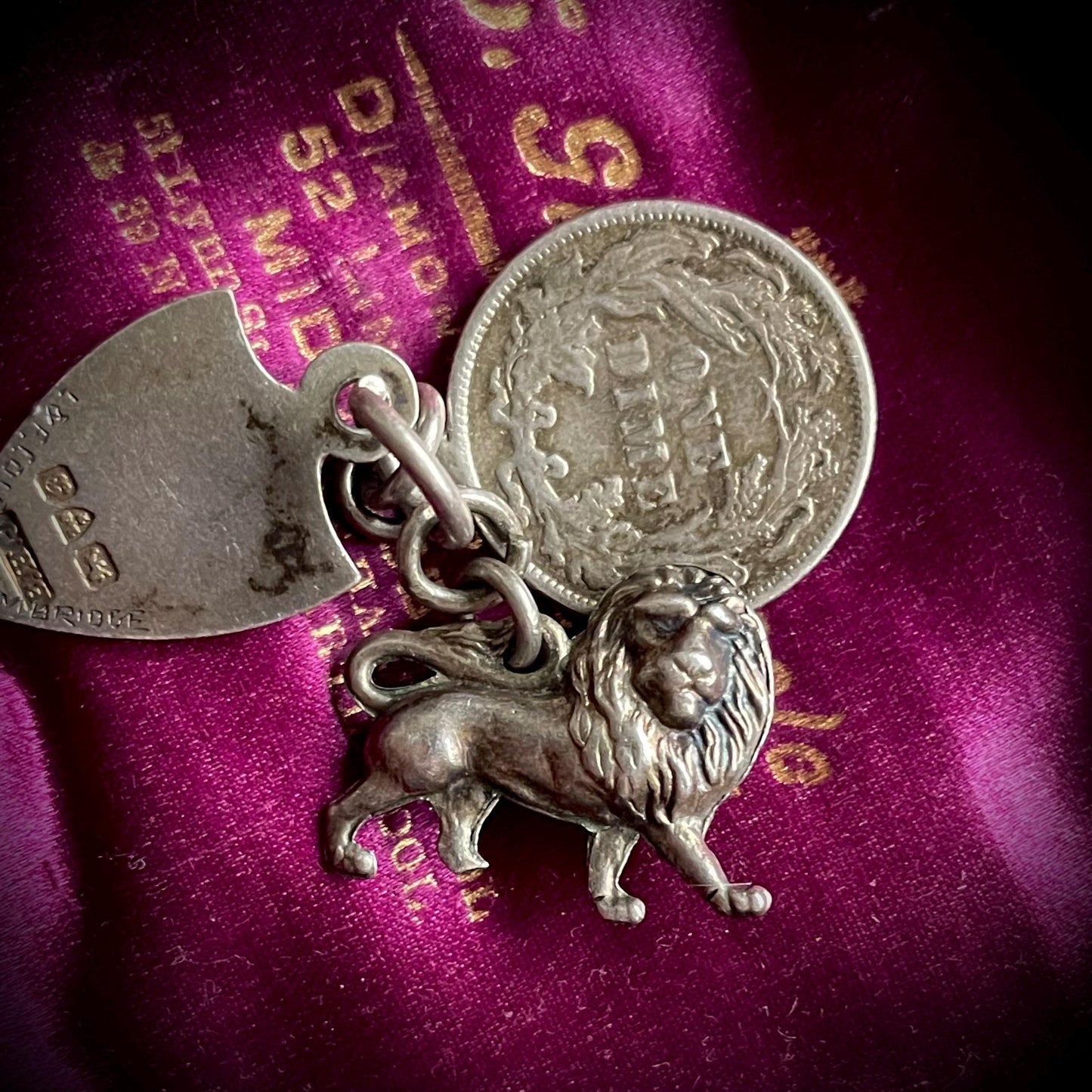 Antique Trilogy Enamel Medal Lion & Coin Pendant; Circa 1902