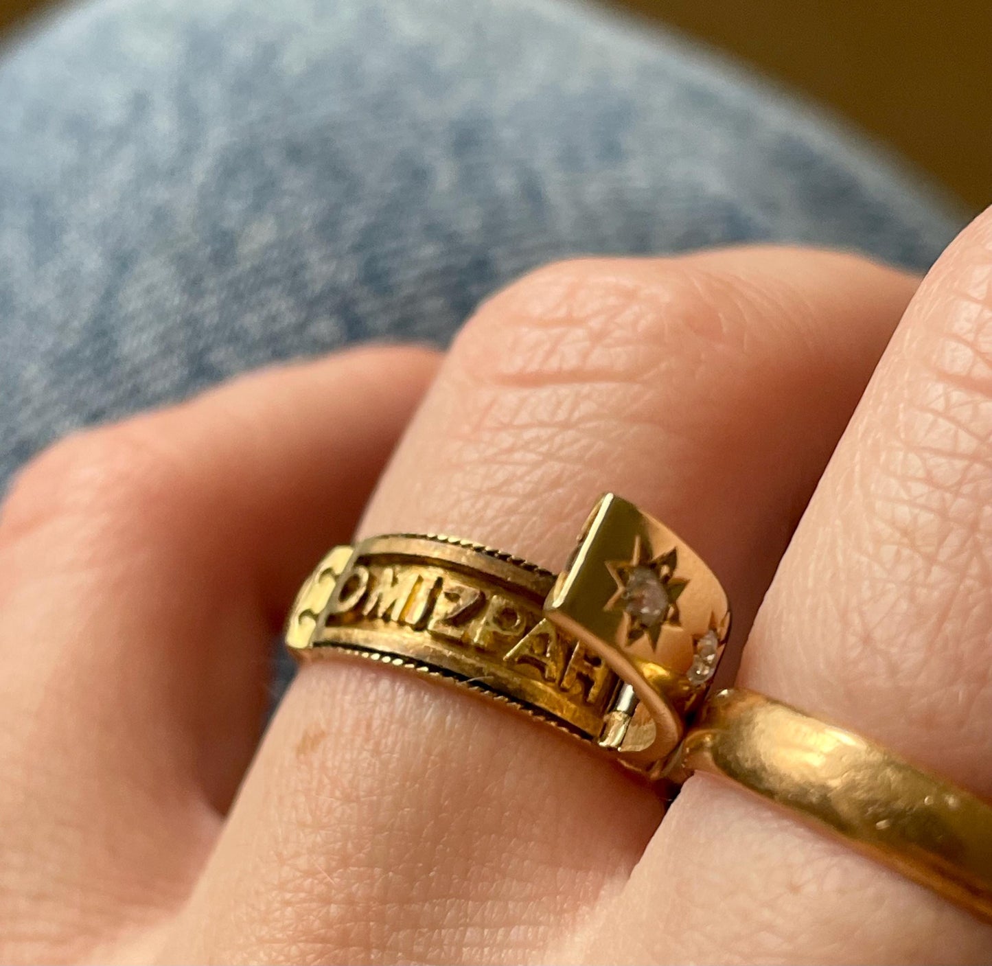 Antique Diamond Secret Compartment 'MIZPAH' Ring Created In 18 Carat Gold; Circa 1870