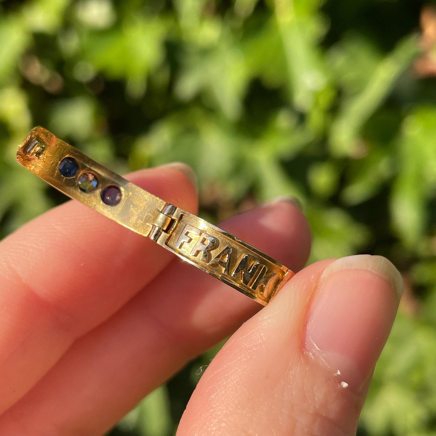 Antique Diamond & Sapphire Secret Locket 'FRANK' Ring Created In 18 Carat Gold; Circa 1888