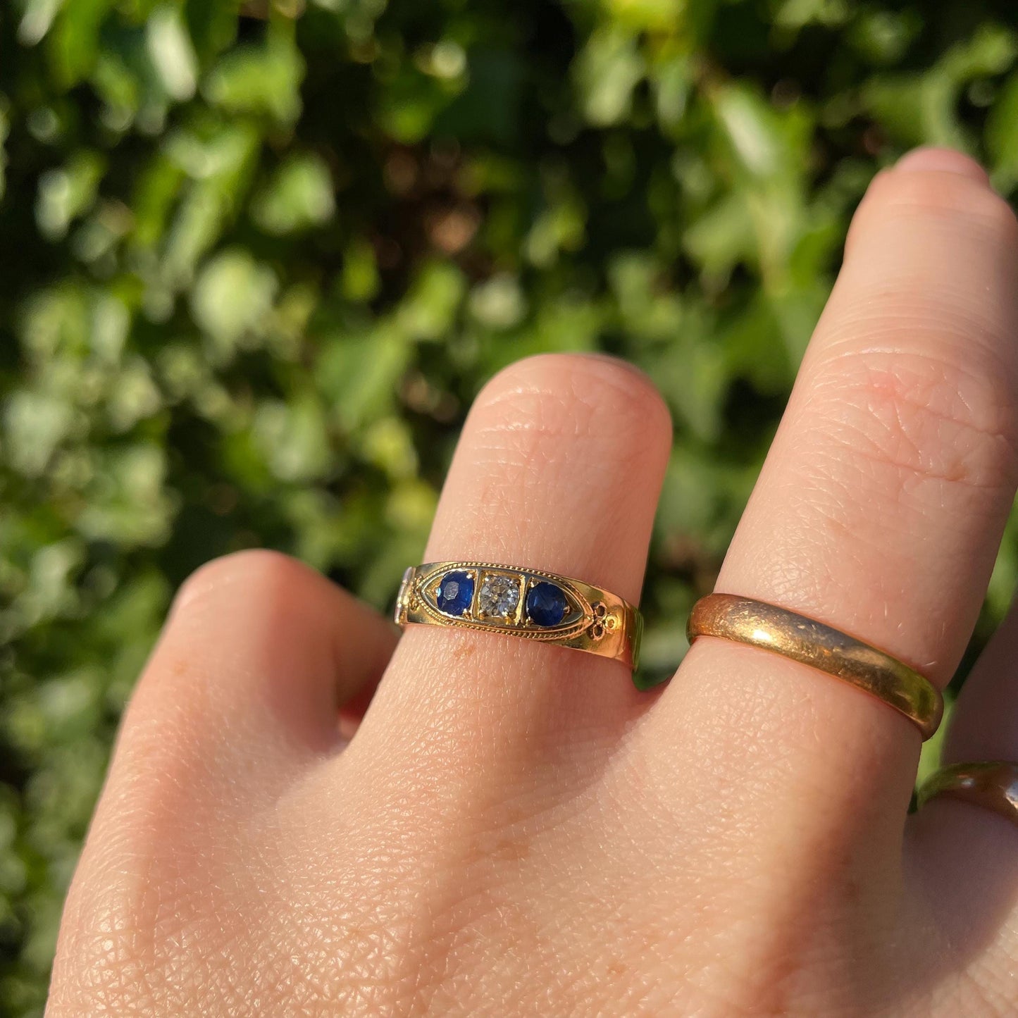Antique Diamond & Sapphire Secret Locket 'FRANK' Ring Created In 18 Carat Gold; Circa 1888