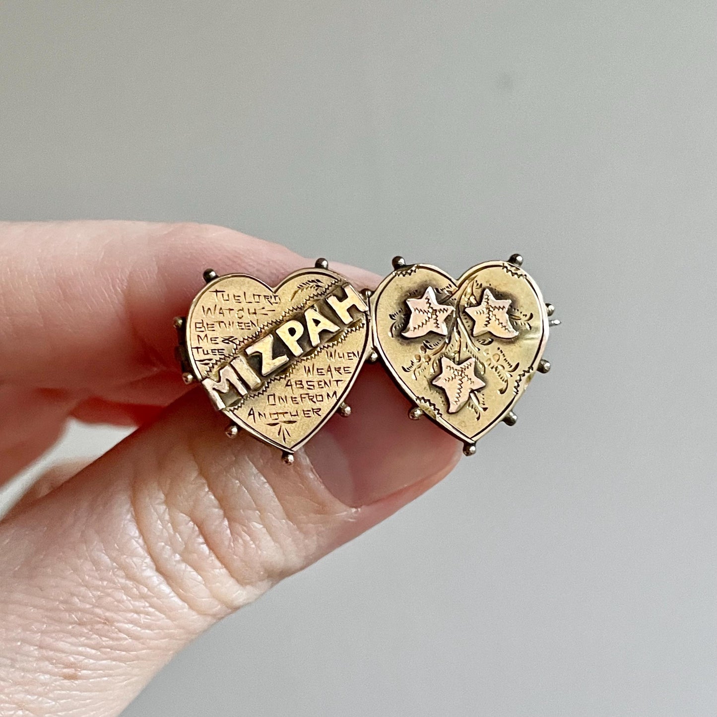 Edwardian Mizpah Brooch Created In 9 Carat Gold; Circa 1905