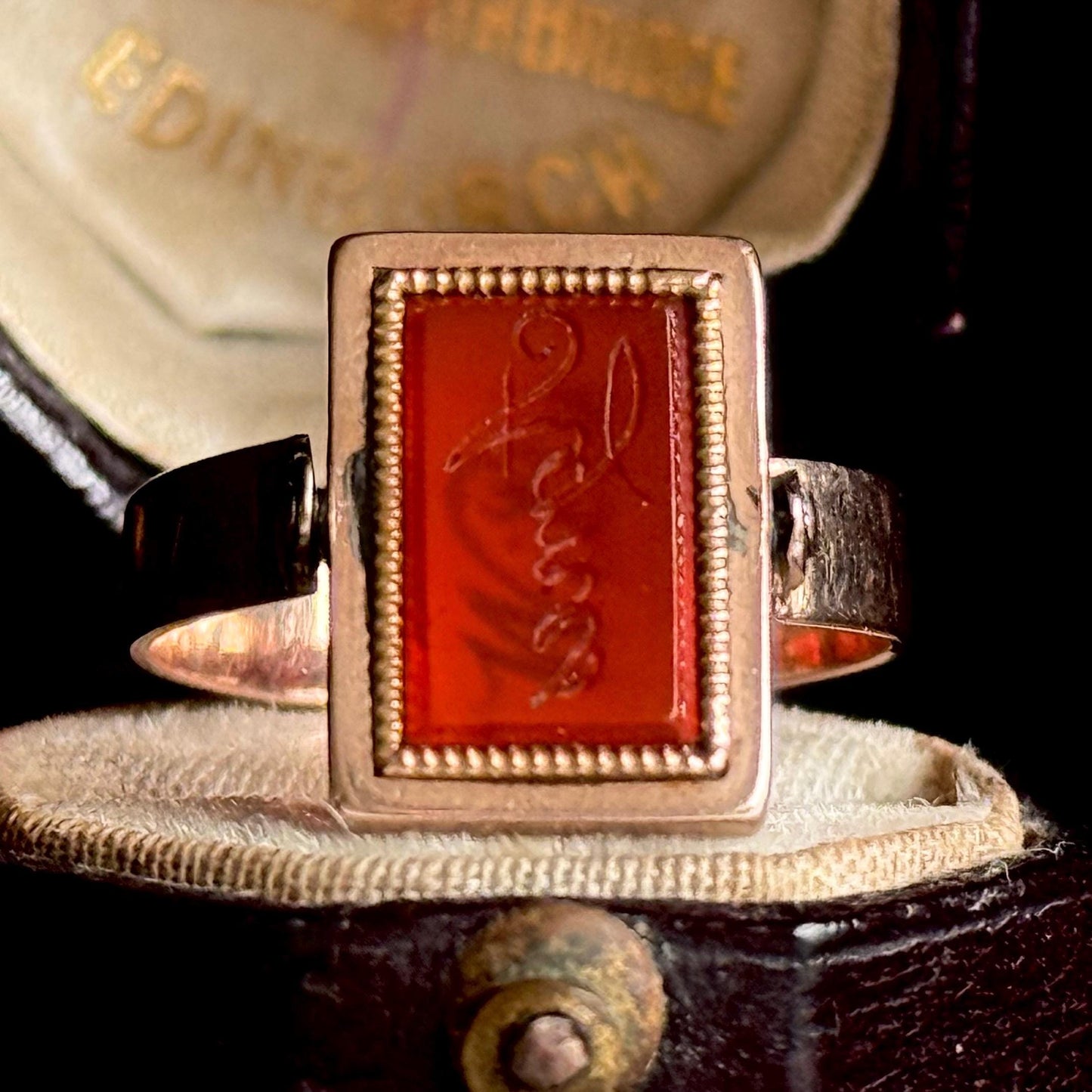 Georgian 'Agnes Witts' Spinning Intaglio Ring in 9 Carat Gold; Circa 1830
