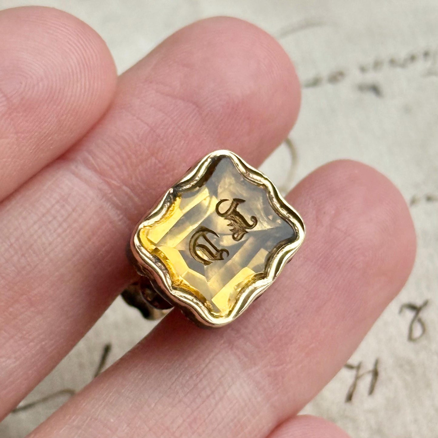 Victorian Intaglio Fob in Gold Casing; Circa 1880