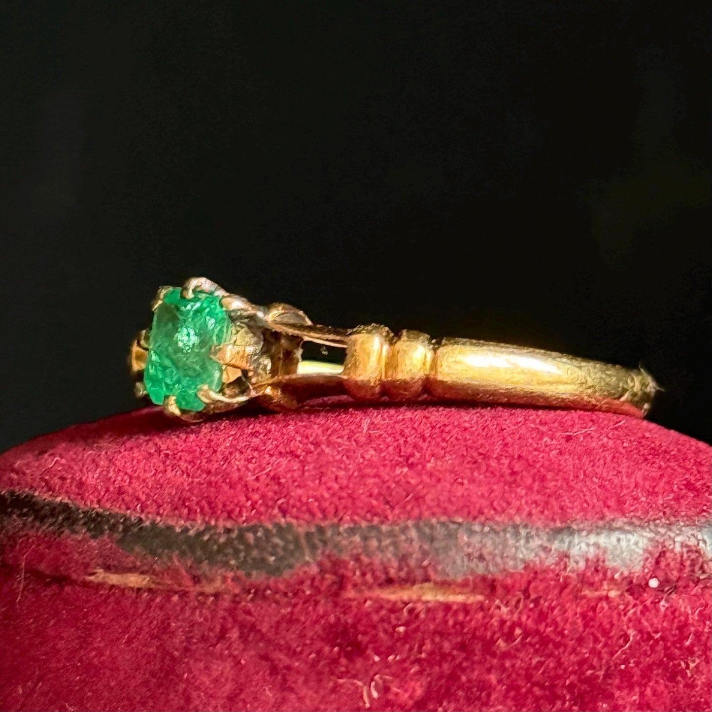 RESERVED Antique Emerald Ring in 18 Carat Gold; Circa 1890